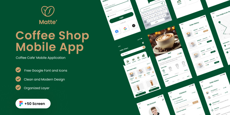 Matte - Coffee Shop Mobile App UI Kit