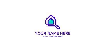 House And Magnifying Glass Logo Design Template