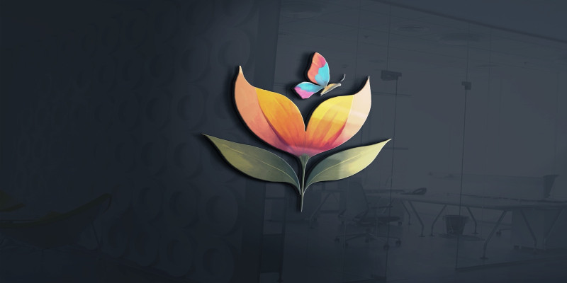 Elegant Flower Shop With Butterfly Logo Template