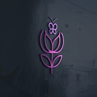 Simple Flower Shop With Butterfly Logo Template