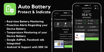 Auto Battery Protect Indicate AdMob Ads Android