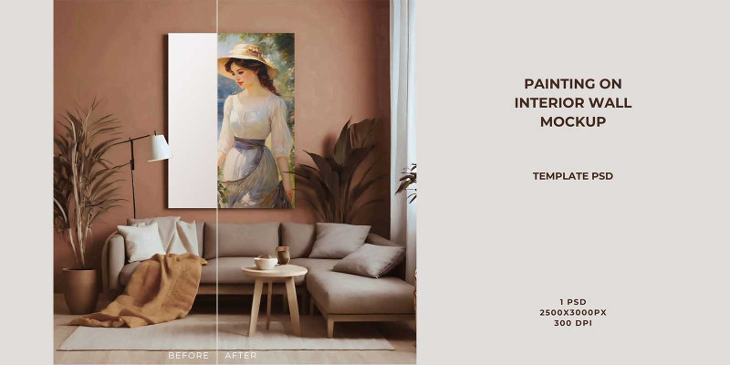 Painting on Interior Wall Mockup Template 1