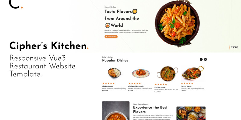 Ciphers Kitchen - Vue 3 Restaurant Template