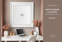 White Frame And Laptop on Warm Interior - Mockup Screenshot 3