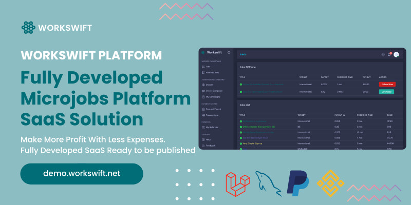 Workswift - Full Developed Microjobs Platform