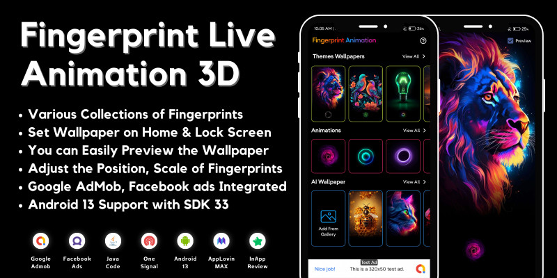Fingerprint Live Animation 3D AdMob  Ads Android