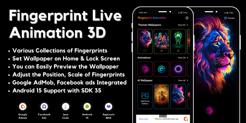 Fingerprint Live Animation 3D AdMob  Ads Android