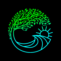 Circle Tree Ocean Landscape Logo Design