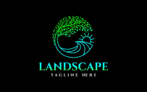 Circle Tree Ocean Landscape Logo Design Screenshot 1