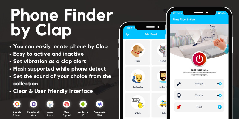 Phone Finder by Clap with AdMob Ads Android