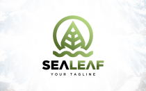 Sea Water Leaf and Sun Logo Design Screenshot 1