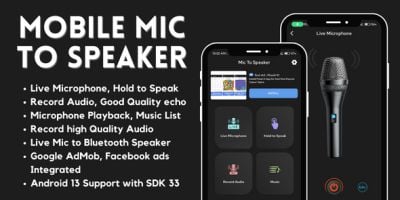 Mobile Mic to Speaker with AdMob Ads Android 