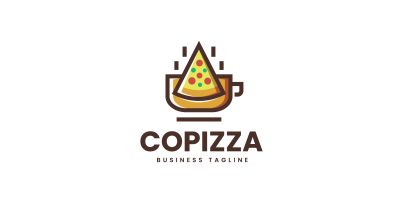 Coffee And Pizza Logo Template