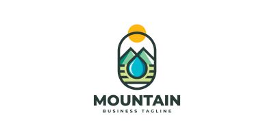 Nature Drop Mountain Logo Template