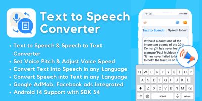 Text to Speech Converter with AdMob Ads Android