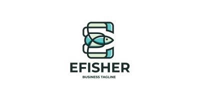 Blue Fish - E Letter Logo Template