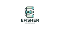 Blue Fish - E Letter Logo Template Screenshot 1