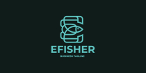 Blue Fish - E Letter Logo Template Screenshot 2