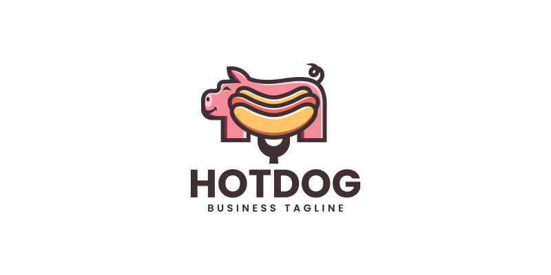 Pork Hotdog Logo Template