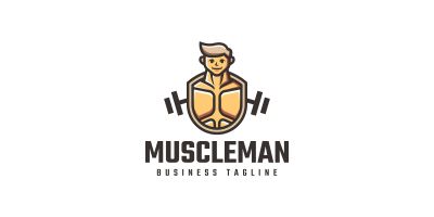 Muscle Man Gym Logo Template