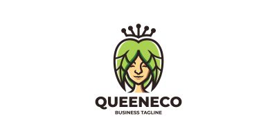 Leaf Lady Queen Logo Template