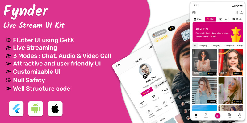 Fynder - Live Streaming Flutter UI Kit
