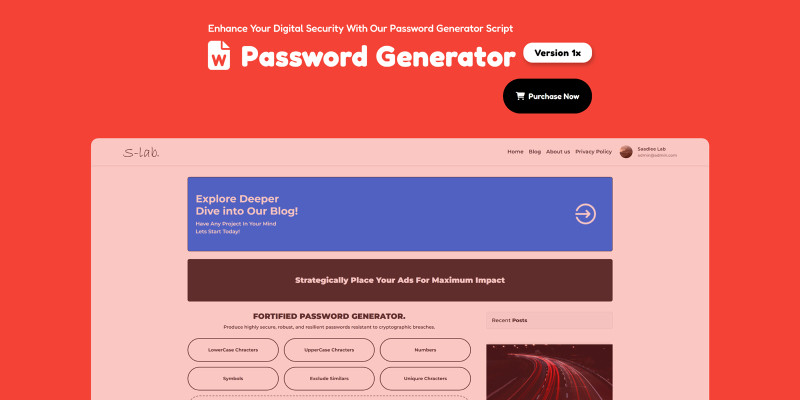Safeguard - Secure Password Generator PHP Script