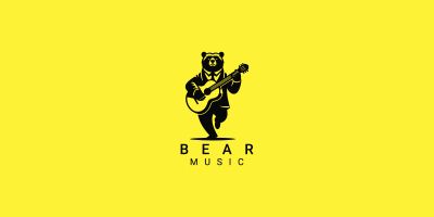 Bear Guitar Dancing Logo 