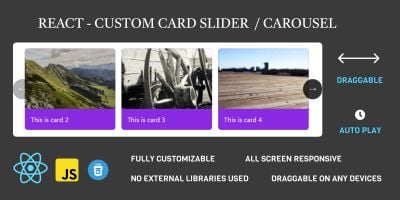 React  Slider - Card Slider - Draggable Slider