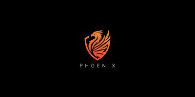Fire Phoenix Shield Logo 