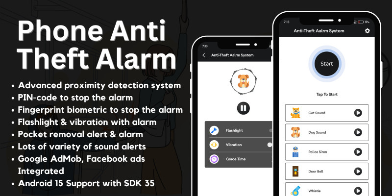 Phone Anti Theft Alarm with AdMob Ads Android