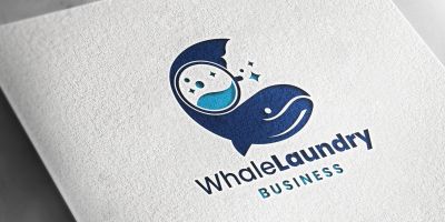 Whale Laundry Logo Template
