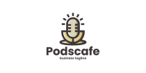 Podcast Cafe Logo Template Screenshot 1