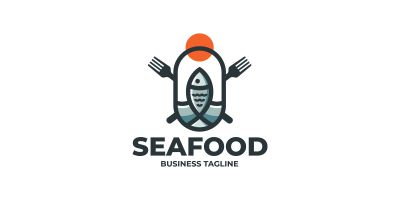 Summer Seafood Restaurant Logo Template
