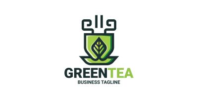 Green Tea Cup Logo Template