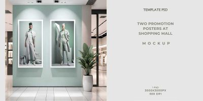 Two Promotion Posters at Shopping Mall  Mockup PSD