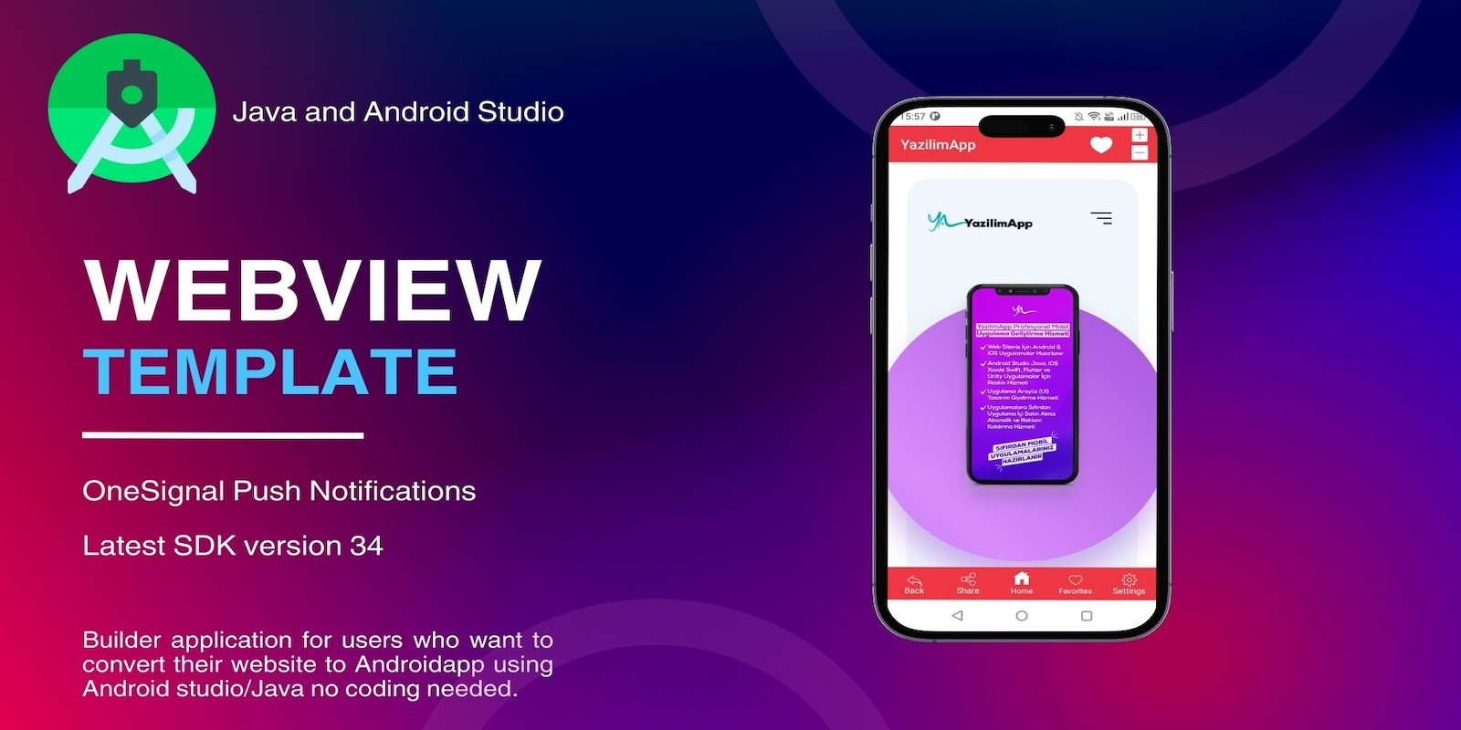 WebView for Android With Push Notification by YazilimApp1 | Codester