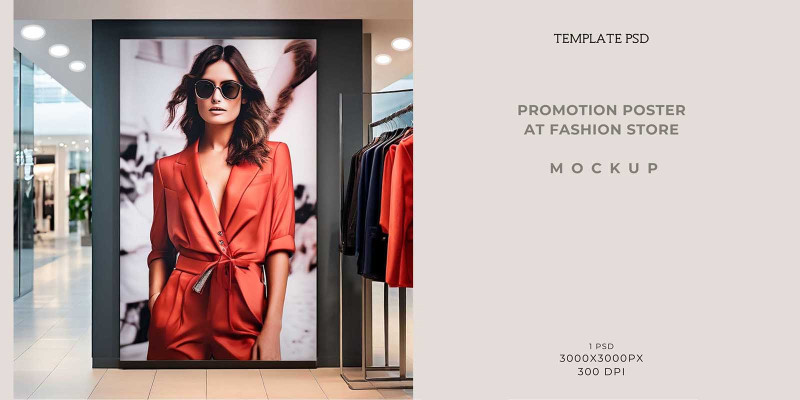 Promotion Poster on Fashion Store Mockup PSD