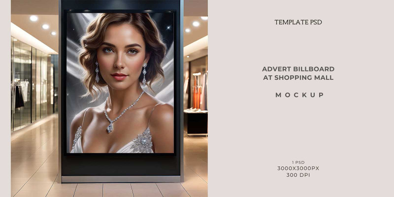 Advert Billboard at Shopping Mall Mockup PSD