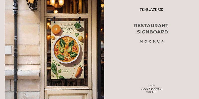 Restaurant Signboard Mockup PSD