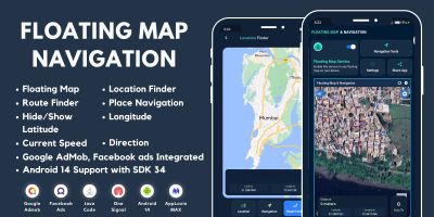Floating Map Navigation with AdMob Ads Android