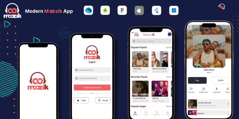 Flutter Moozik Application - Music  Streaming UI