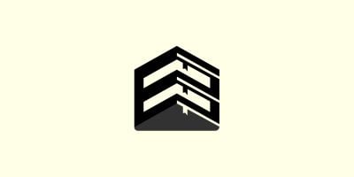Letter E book house logo design template
