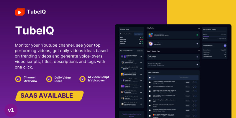 TubeIQ - Youtube Analytics AI Content Generator