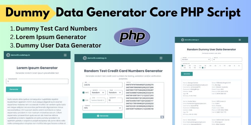 Dummy Data Generator Core PHP Script