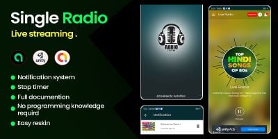 Single Radio Live Streaming Android App