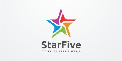 Star Five Colorful Logo Template