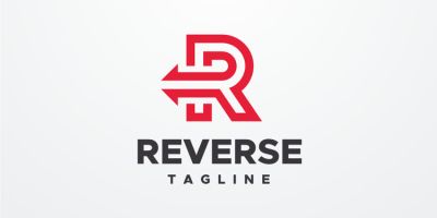 Reverse - Letter R Logo Arrow Pointing Backwards