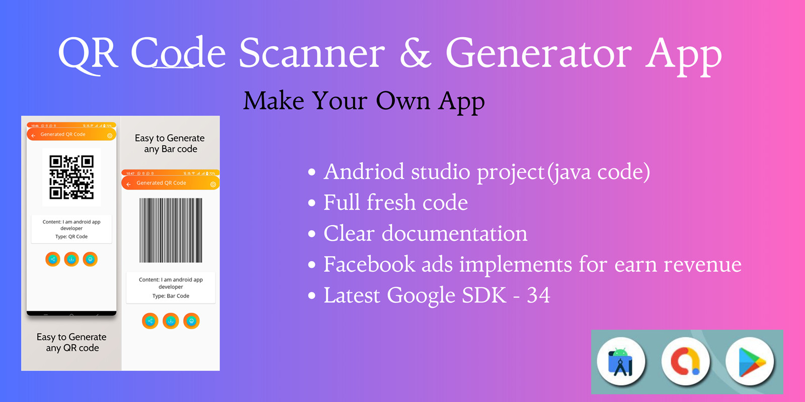 QR Code Scanner And Generator App - Source Code by Tatacoding | Codester