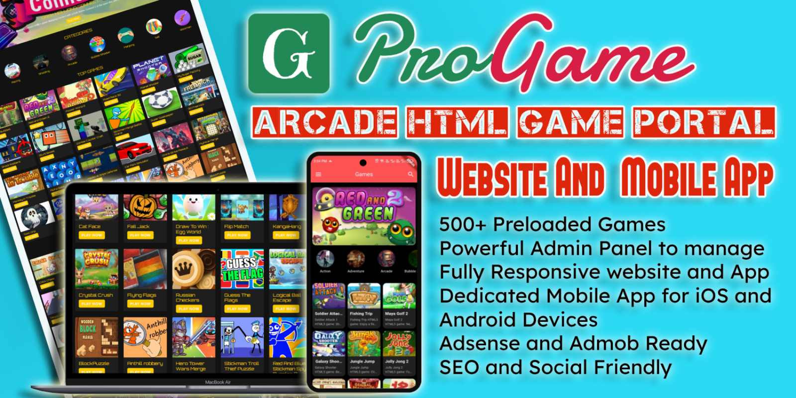 ProGame - Arcade HTML Game Portal Website and App by Probwebsolutions ...